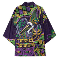 Mardi Gras Pelican Kimono Crowned Feathers Carnival Reign - Wonder Print Shop
