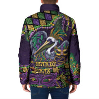 Mardi Gras Pelican Padded Jacket Crowned Feathers Carnival Reign - Wonder Print Shop