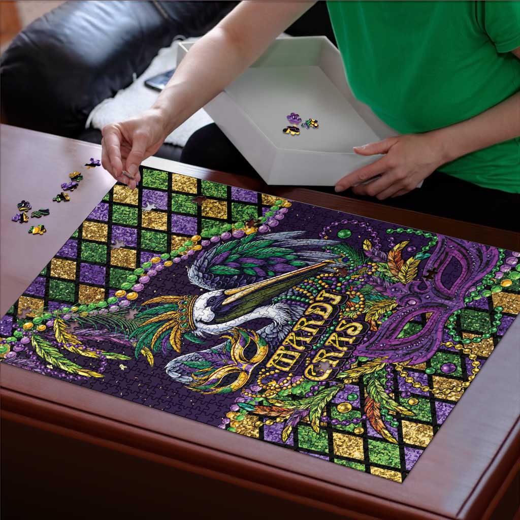 Mardi Gras Pelican Puzzle Crowned Feathers Carnival Reign - Wonder Print Shop