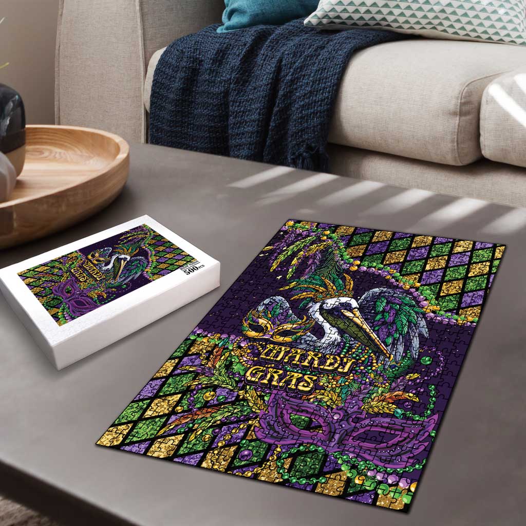 Mardi Gras Pelican Puzzle Crowned Feathers Carnival Reign - Wonder Print Shop