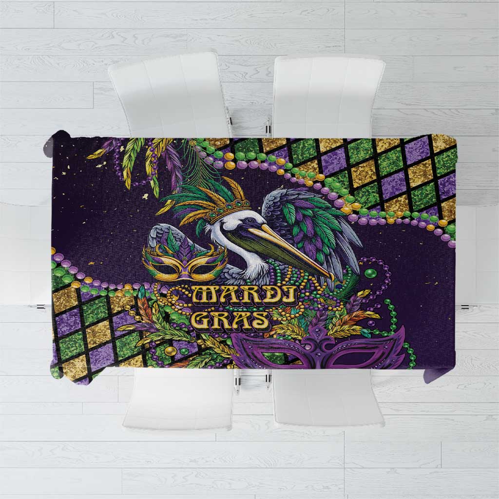 Mardi Gras Pelican Tablecloth Crowned Feathers Carnival Reign - Wonder Print Shop