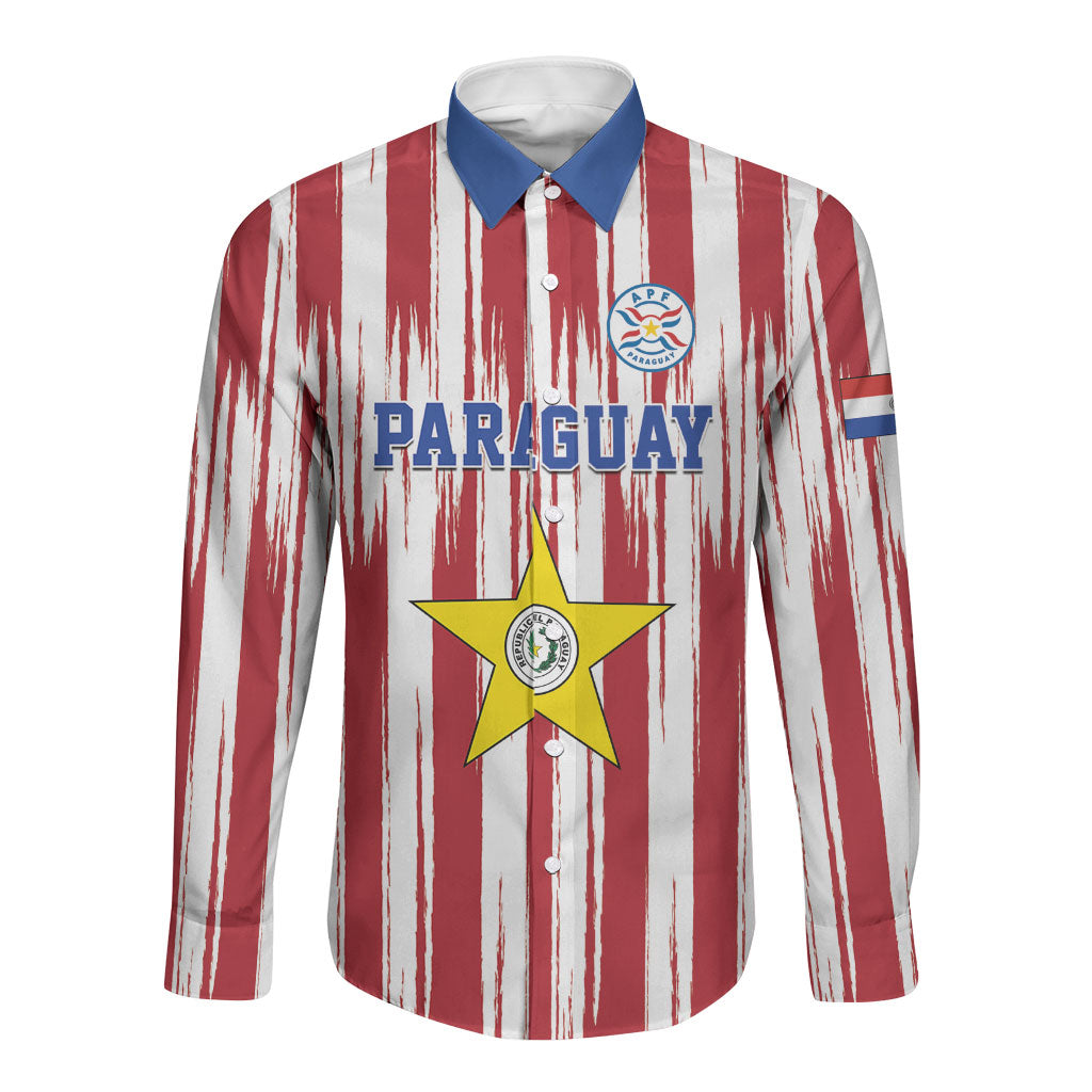 Paraguay Football Mundial 2026 Long Sleeve Button Shirt Lion Vencer O Morir Supporter