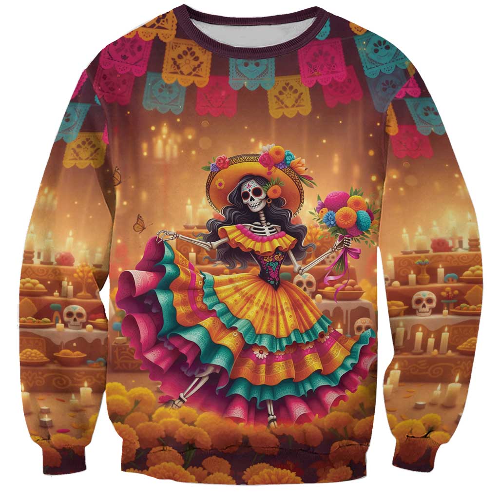 Mexico Day Of The Dead Sweatshirt Día de los Muertos Catrina - Wonder Print Shop