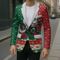 Mexico Christmas Blazer Cute Axolotl with Flag Style - Wonder Print Shop