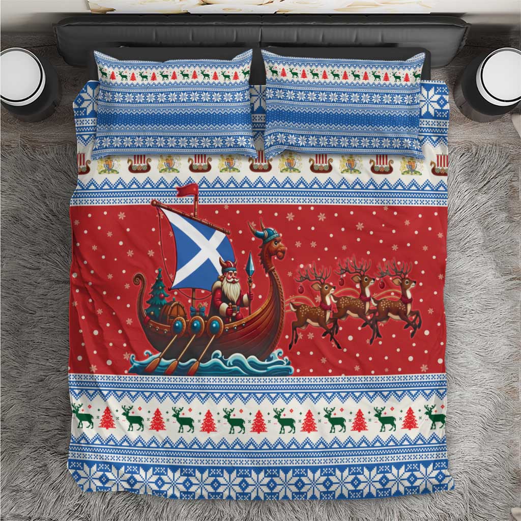 Scotland Viking Santa Christmas Bedding Set Funny Reindeer Norse Xmas - Wonder Print Shop