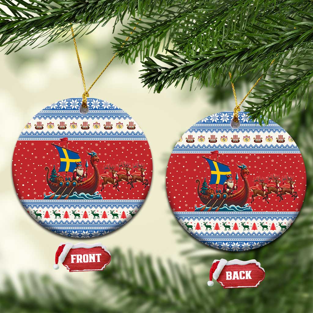 Sweden Viking Santa Christmas Ceramic Ornament Funny Reindeer Norse Xmas - Wonder Print Shop