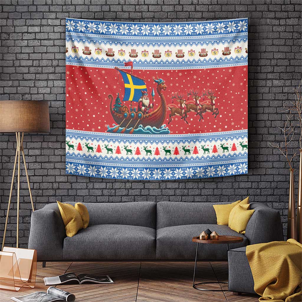 Sweden Viking Santa Christmas Tapestry Funny Reindeer Norse Xmas - Wonder Print Shop