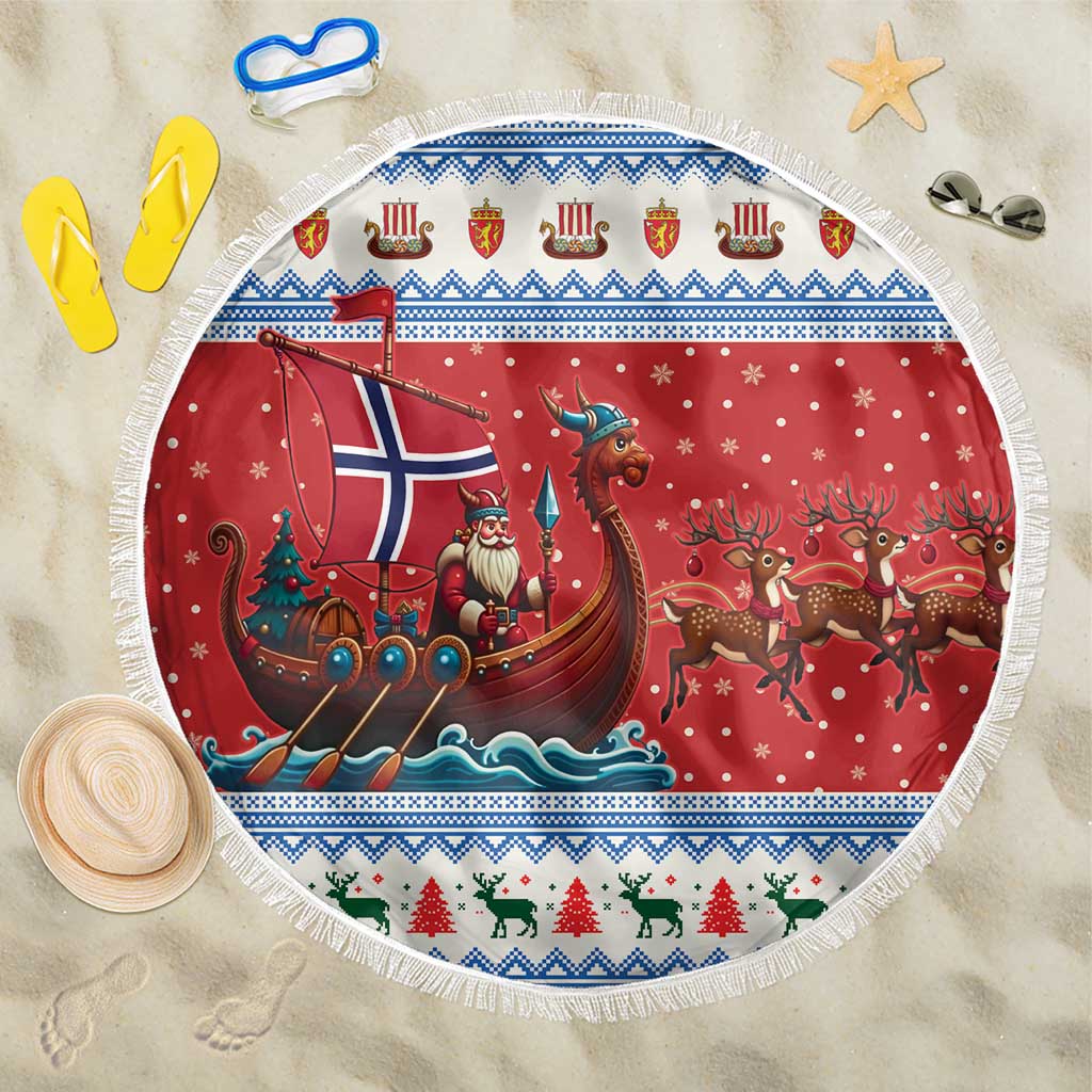 Norway Viking Santa Christmas Beach Blanket Funny Reindeer Norse Xmas - Wonder Print Shop