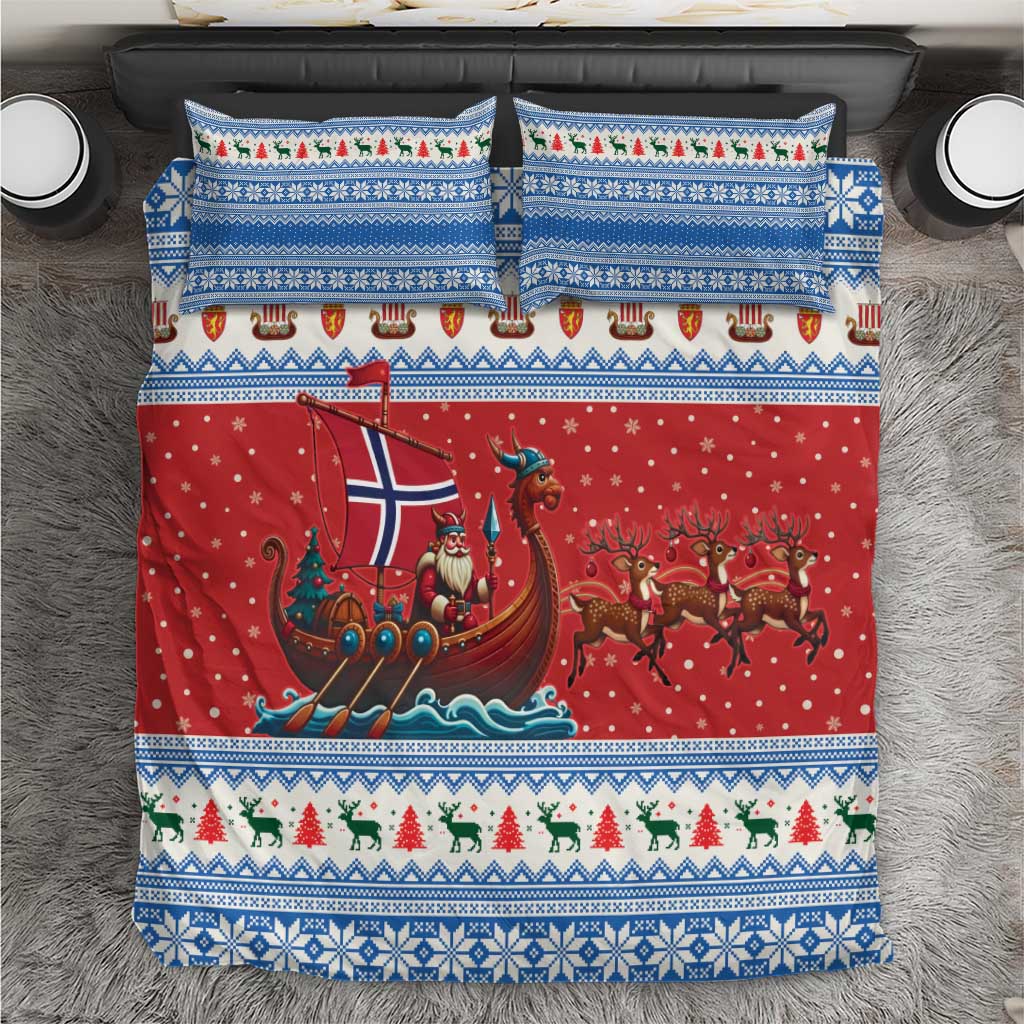 Norway Viking Santa Christmas Bedding Set Funny Reindeer Norse Xmas - Wonder Print Shop
