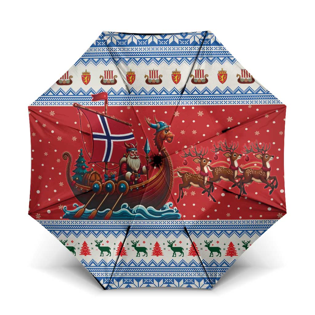 Norway Viking Santa Christmas Umbrella Funny Reindeer Norse Xmas - Wonder Print Shop