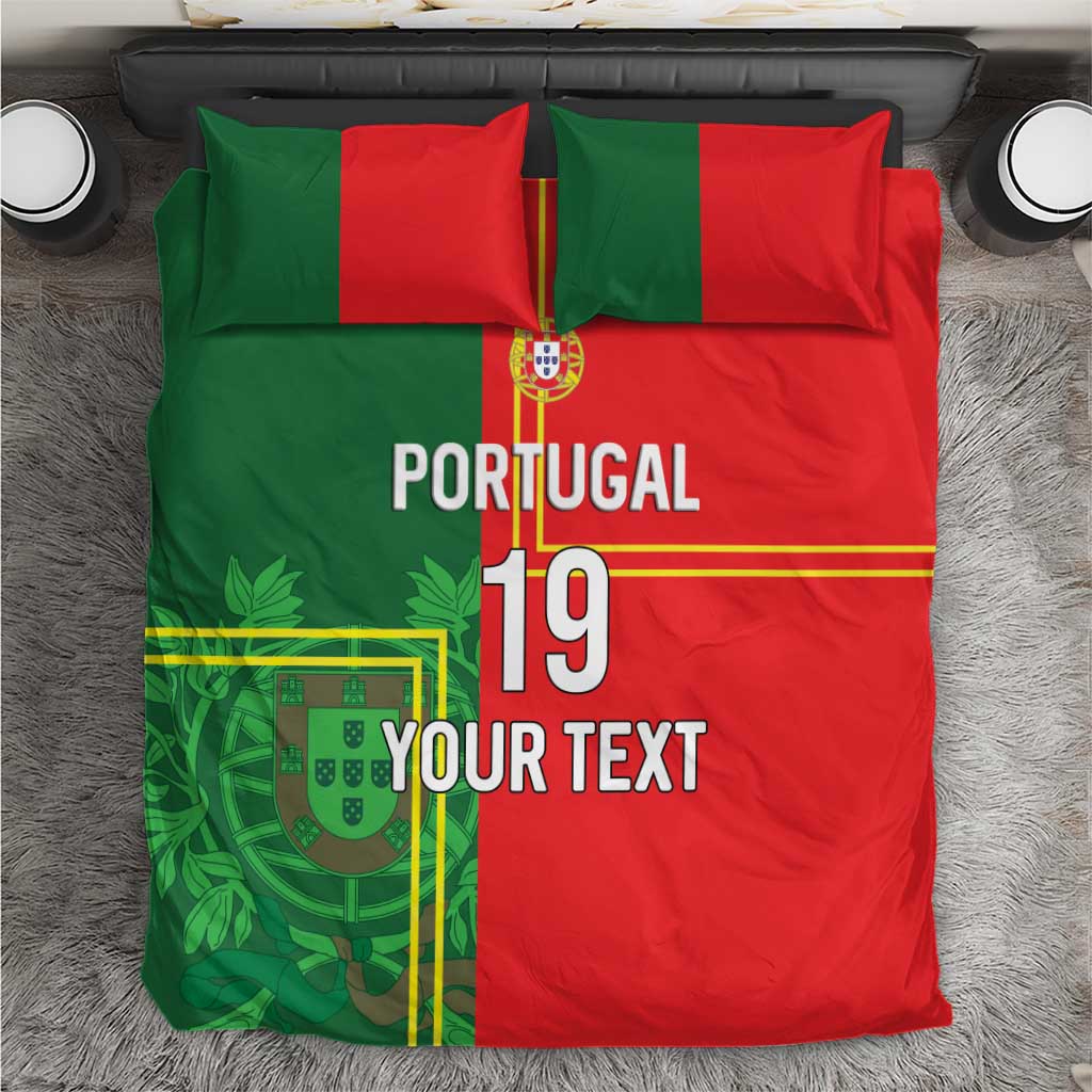 Custom Portugal Football Bedding Set Coat of Arms Line Art Style - Wonder Print Shop