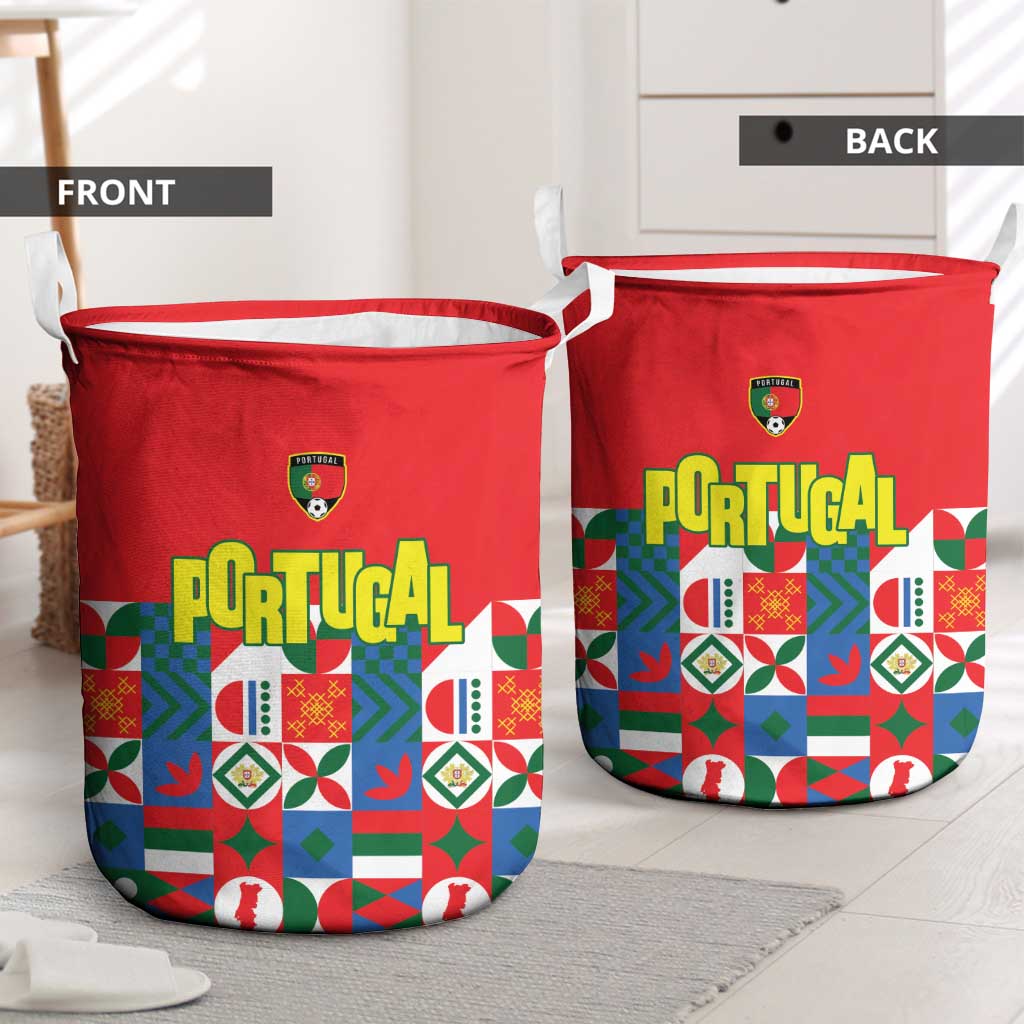 Portugal Football Laundry Basket Patchwork National Flag Design - Wonder Print Shop