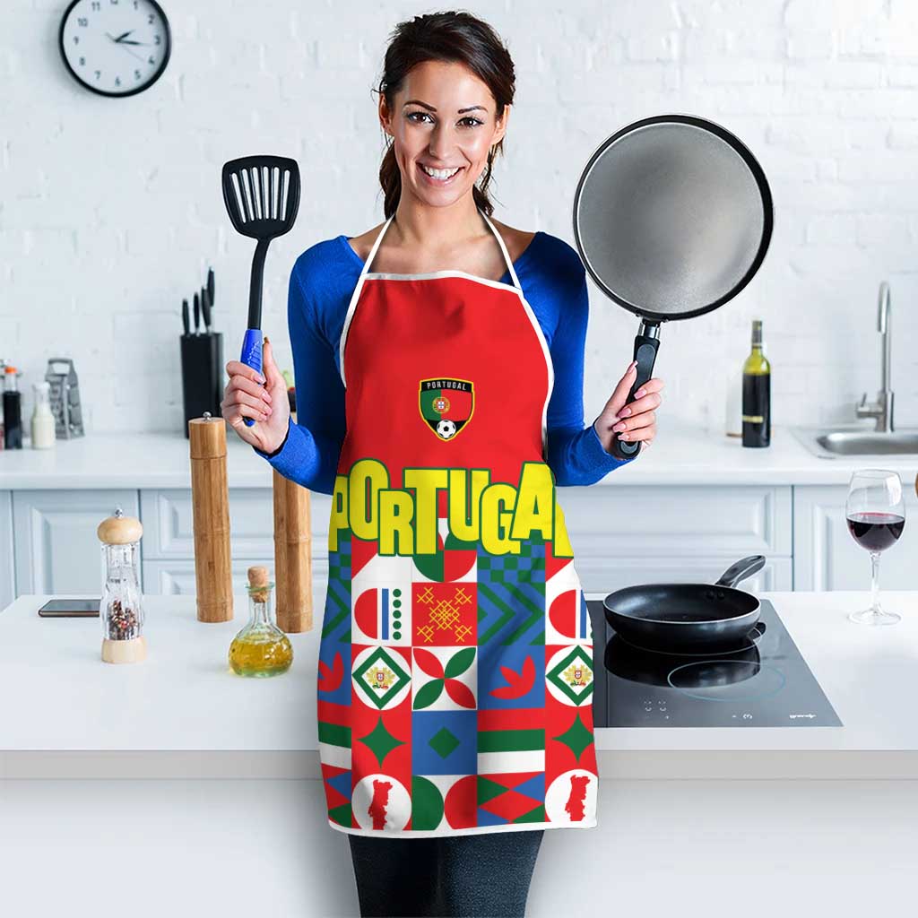 Portugal Football Apron Patchwork National Flag Design - Wonder Print Shop