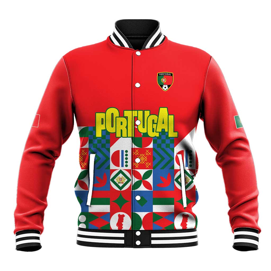 Portugal Football Baseball Jacket Patchwork National Flag Design - Wonder Print Shop
