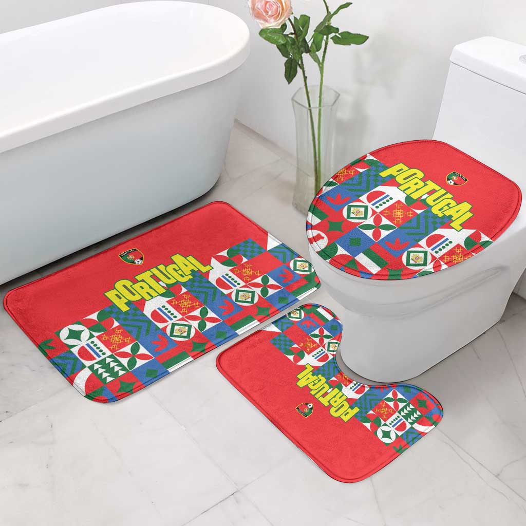 Portugal Football Bathroom Set Patchwork National Flag Design - Wonder Print Shop