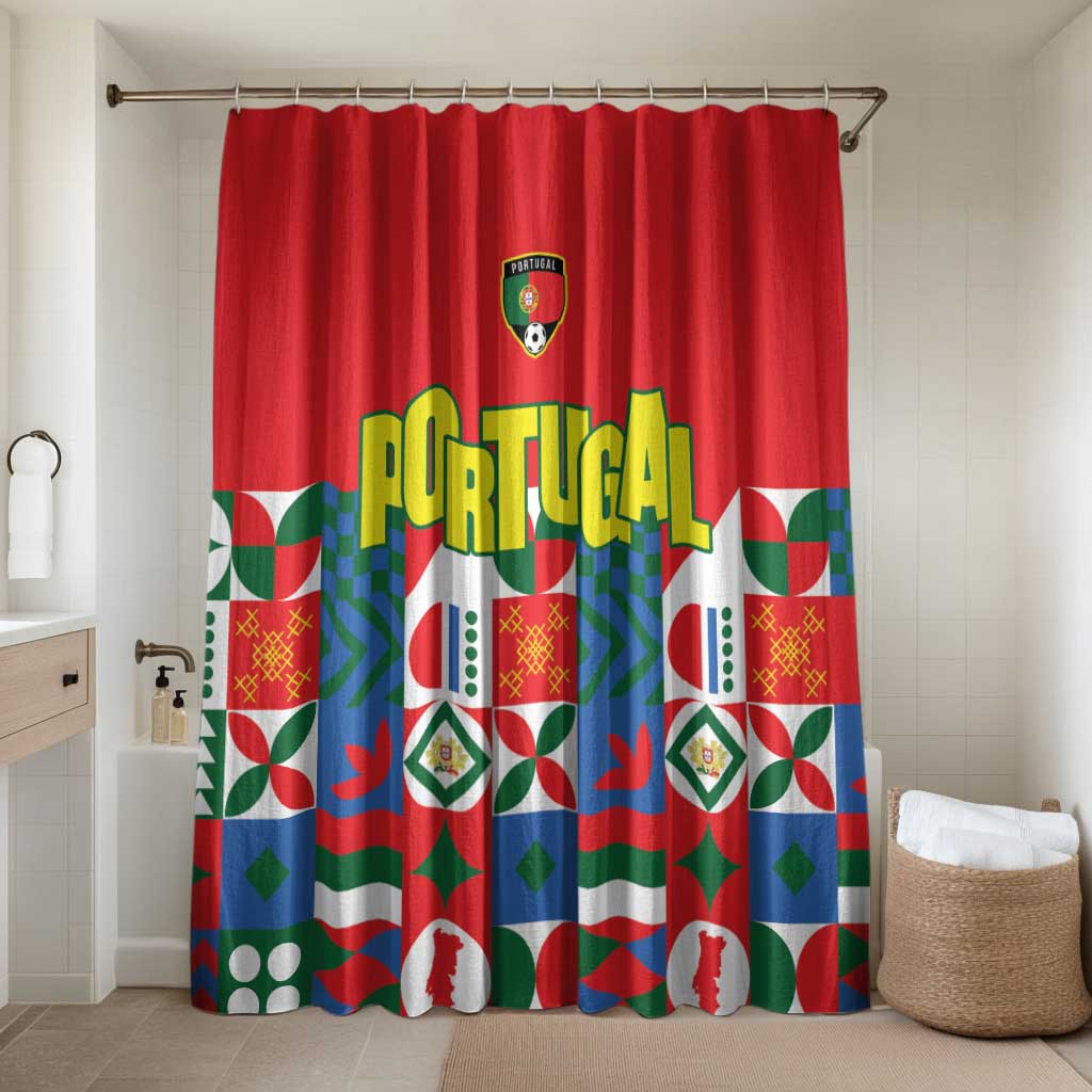 Portugal Football Bathroom Set Patchwork National Flag Design - Wonder Print Shop