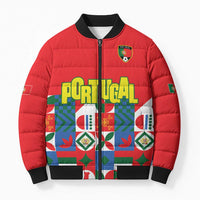 Portugal Football Bomber Puffer Jacket Patchwork National Flag Design - Wonder Print Shop