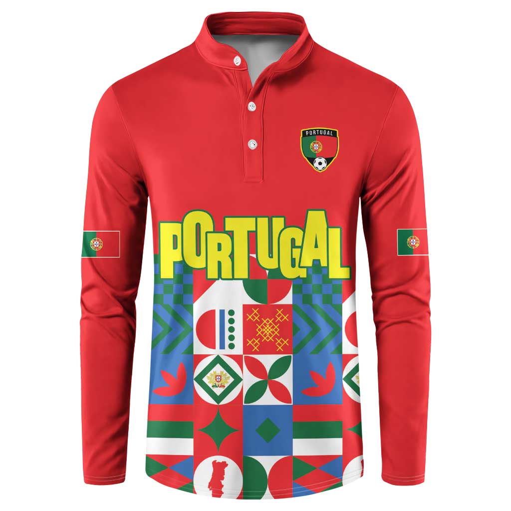 Portugal Football Button Sweatshirt Patchwork National Flag Design - Wonder Print Shop