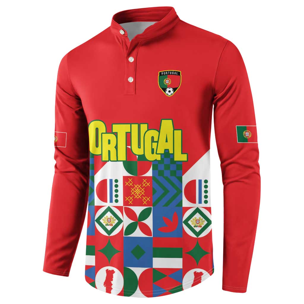 Portugal Football Button Sweatshirt Patchwork National Flag Design - Wonder Print Shop