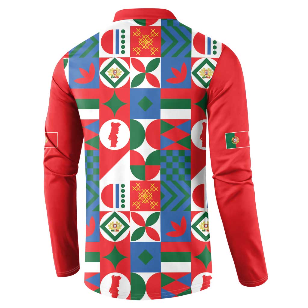 Portugal Football Button Sweatshirt Patchwork National Flag Design - Wonder Print Shop