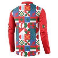 Portugal Football Button Sweatshirt Patchwork National Flag Design - Wonder Print Shop