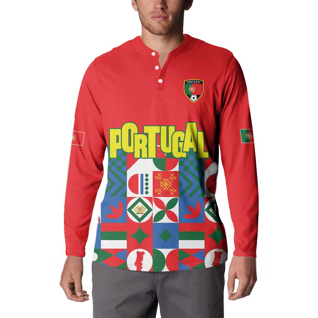 Portugal Football Button Sweatshirt Patchwork National Flag Design - Wonder Print Shop
