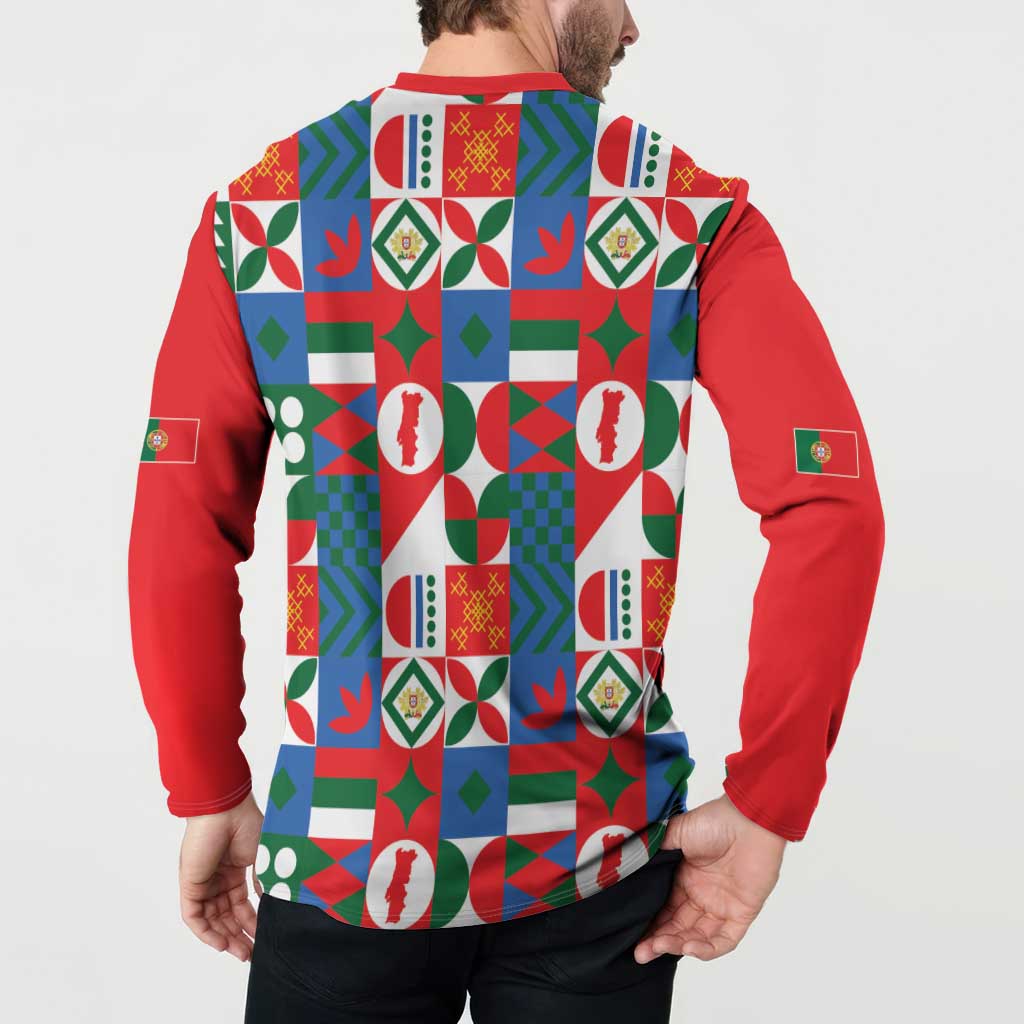 Portugal Football Button Sweatshirt Patchwork National Flag Design - Wonder Print Shop