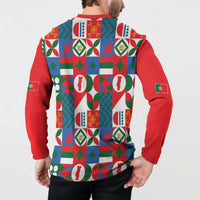 Portugal Football Button Sweatshirt Patchwork National Flag Design - Wonder Print Shop