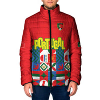 Portugal Football Padded Jacket Patchwork National Flag Design - Wonder Print Shop