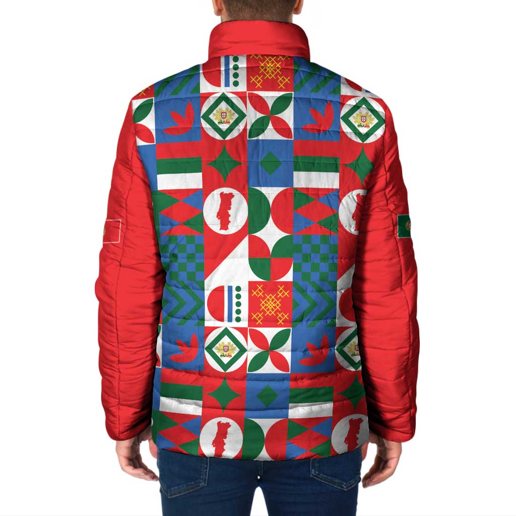 Portugal Football Padded Jacket Patchwork National Flag Design - Wonder Print Shop