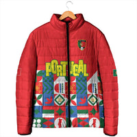 Portugal Football Padded Jacket Patchwork National Flag Design - Wonder Print Shop
