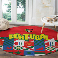 Portugal Football Round Carpet Patchwork National Flag Design - Wonder Print Shop