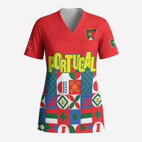 Portugal Football Scrub Top Patchwork National Flag Design - Wonder Print Shop
