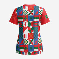 Portugal Football Scrub Top Patchwork National Flag Design - Wonder Print Shop