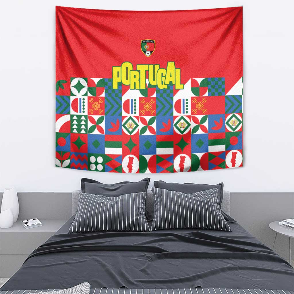 Portugal Football Tapestry Patchwork National Flag Design - Wonder Print Shop