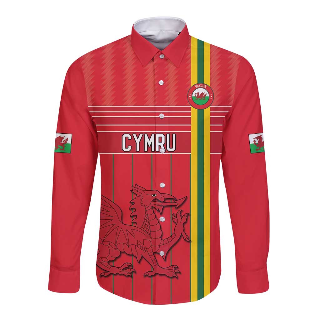 Custom World Football 2026 Wales Long Sleeve Button Shirt Cymru Together Stronger - Wonder Print Shop