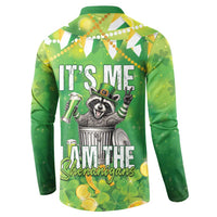 Funny Raccoon St Patrick's Day Button Sweatshirt It's Me I Am the Shenanigans