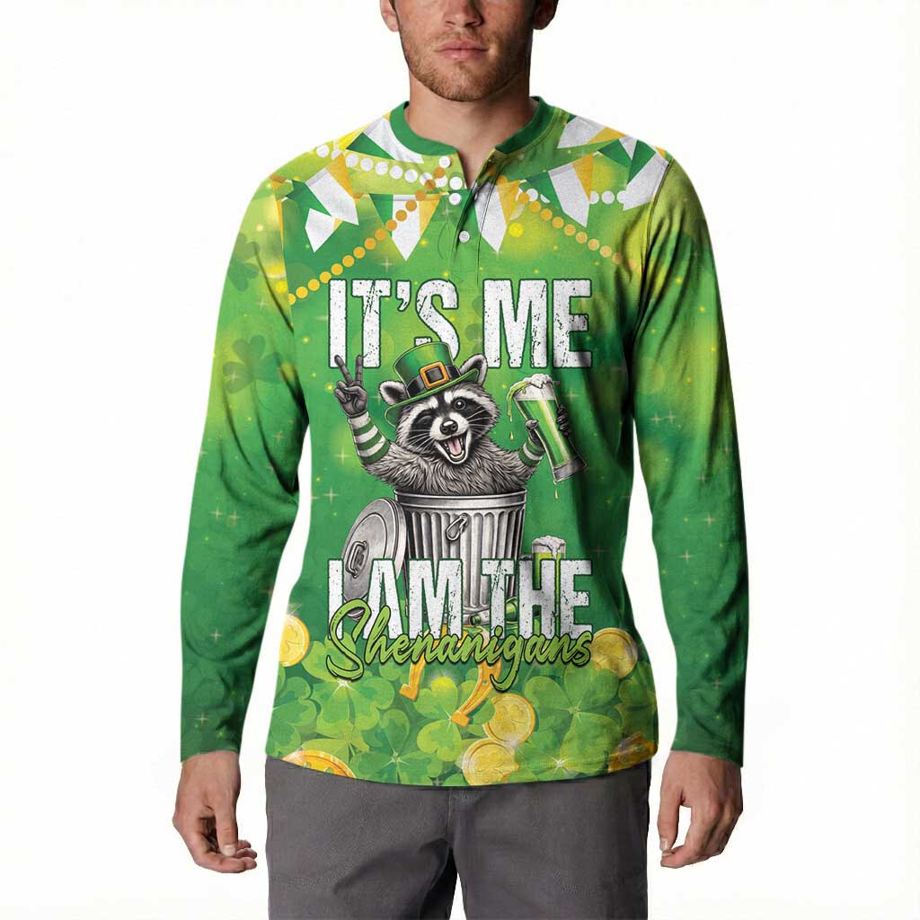 Funny Raccoon St Patrick's Day Button Sweatshirt It's Me I Am the Shenanigans