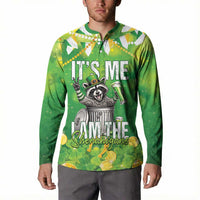 Funny Raccoon St Patrick's Day Button Sweatshirt It's Me I Am the Shenanigans