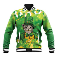 Funny Cat St Patrick's Day Baseball Jacket Irish Leprechaun Lucky Cat