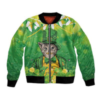 Funny Cat St Patrick's Day Bomber Jacket Irish Leprechaun Lucky Cat