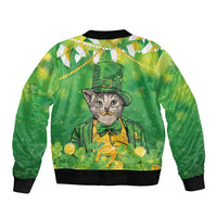 Funny Cat St Patrick's Day Bomber Jacket Irish Leprechaun Lucky Cat