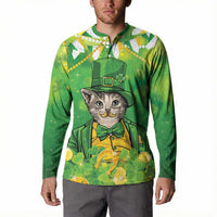 Funny Cat St Patrick's Day Button Sweatshirt Irish Leprechaun Lucky Cat