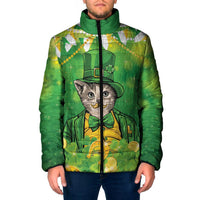 Funny Cat St Patrick's Day Padded Jacket Irish Leprechaun Lucky Cat
