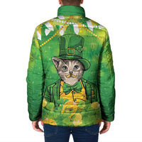 Funny Cat St Patrick's Day Padded Jacket Irish Leprechaun Lucky Cat