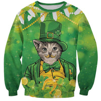 Funny Cat St Patrick's Day Sweatshirt Irish Leprechaun Lucky Cat
