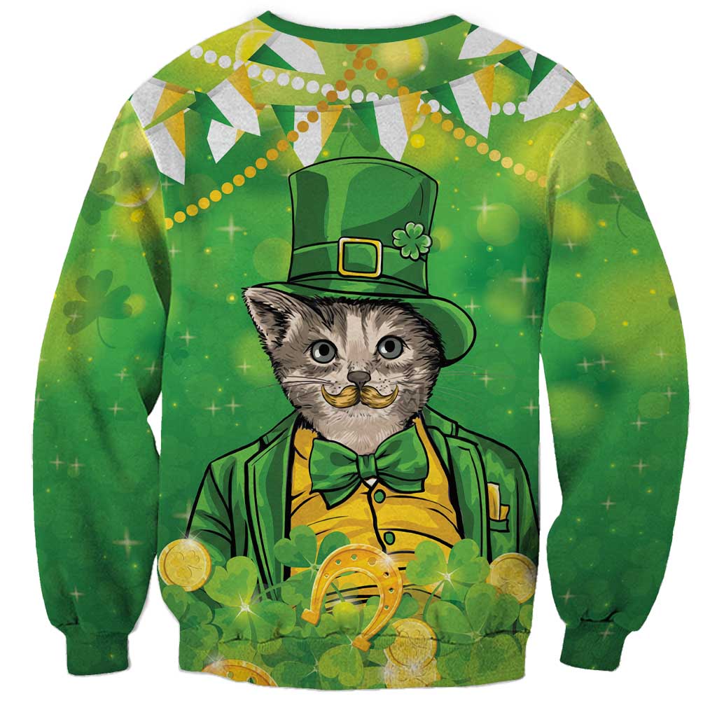 Funny Cat St Patrick's Day Sweatshirt Irish Leprechaun Lucky Cat