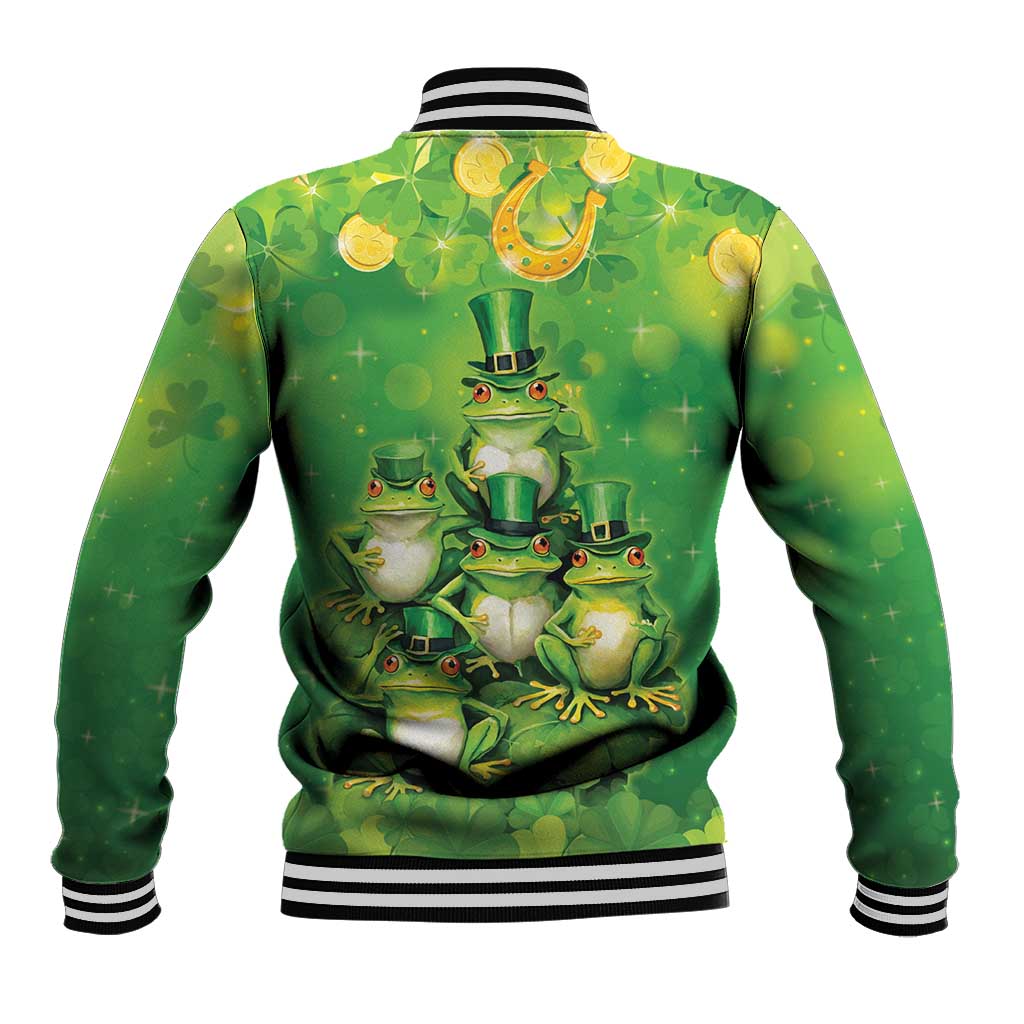Funny Frog St Patrick's Day Baseball Jacket Lucky Shamrock Frog