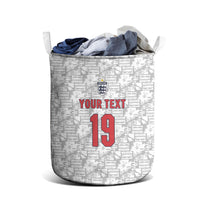 Custom World Football 2026 England Laundry Basket Three Lions Monogram White Glory