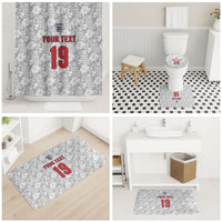 Custom World Football 2026 England Bathroom Set Three Lions Monogram White Glory